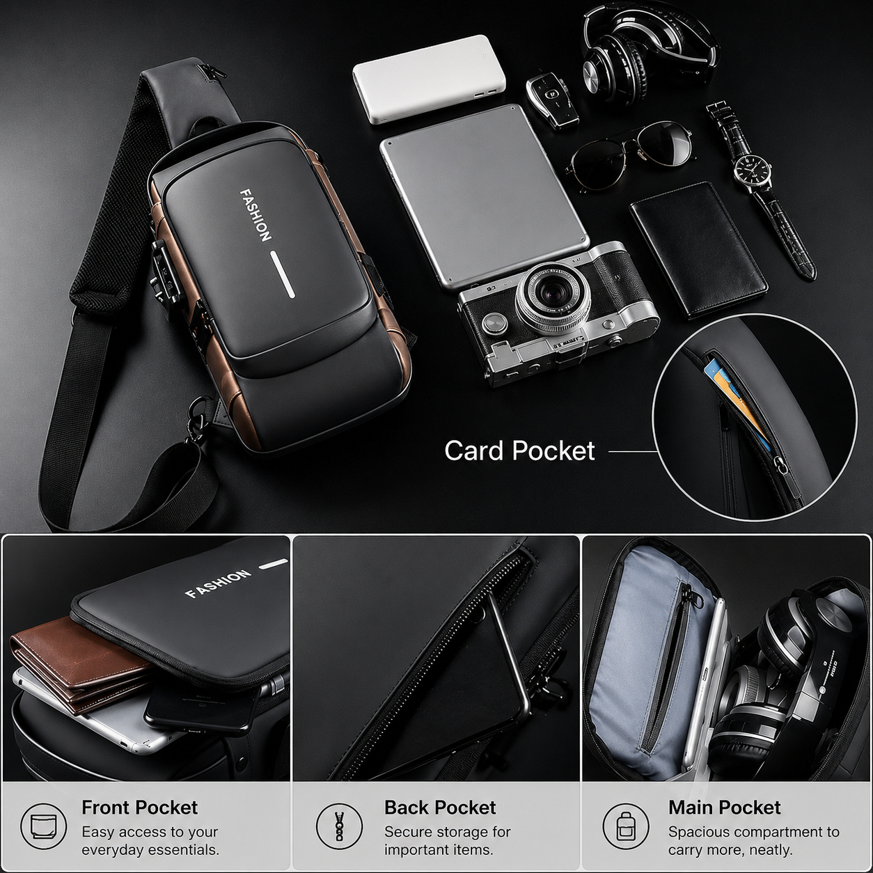 Smart USB Charging Shoulder Bag – Stylish, Compact & Travel Ready 🎒🔌