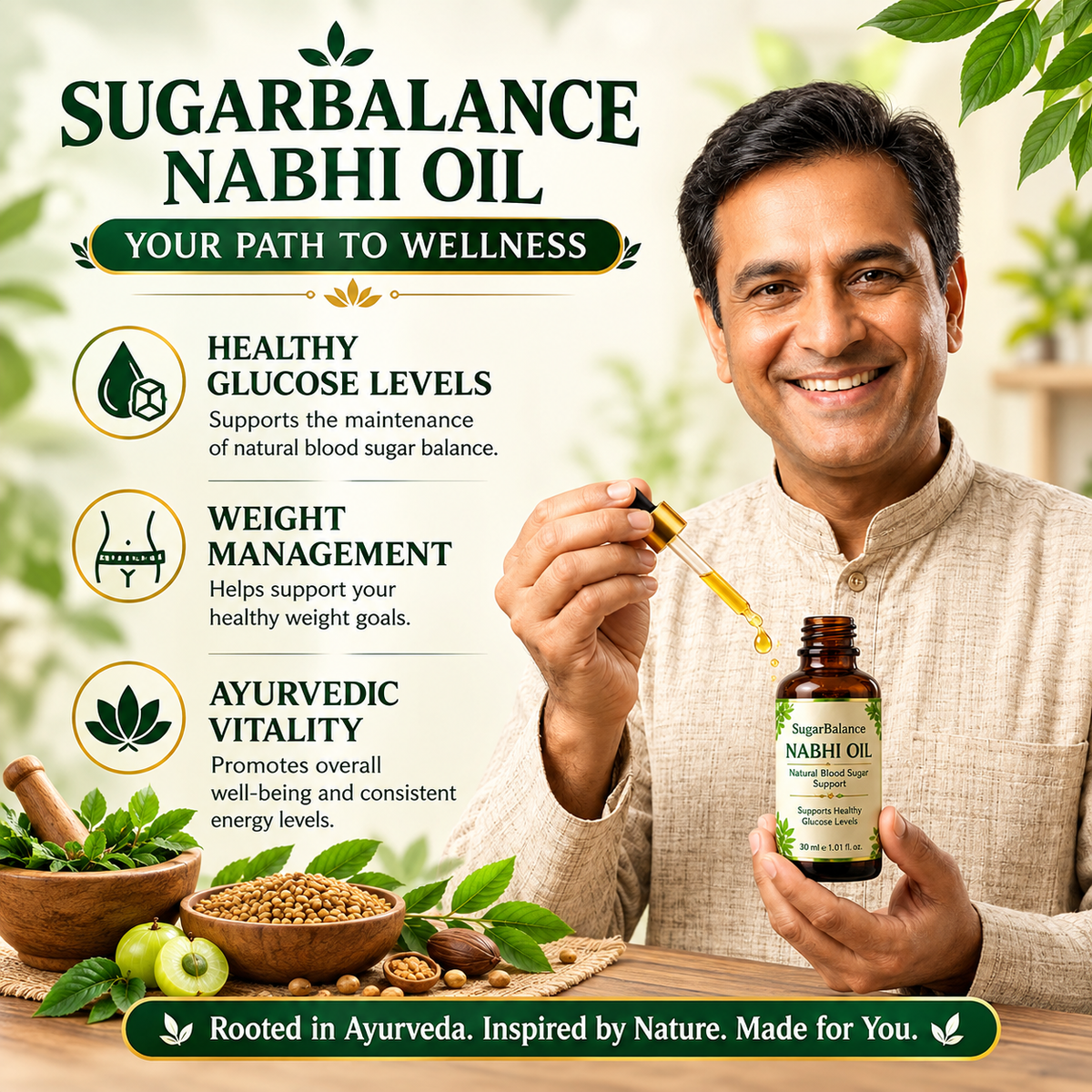 🌿 BUY 1 GET 1 FREE – Sugar Balance & Weight Control Nabhi Oil! 🎁